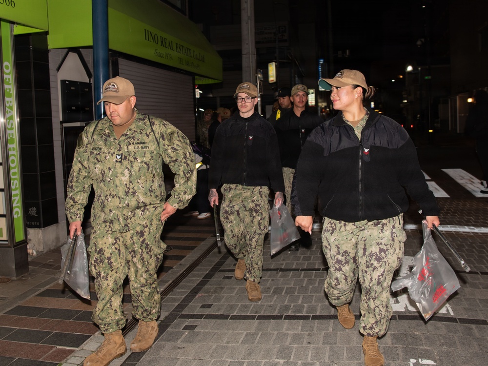 CFAY Sailors Clean Up Streets with Japanese Locals