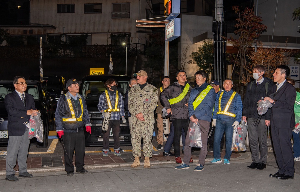 CFAY Sailors Clean Up Streets with Japanese Locals