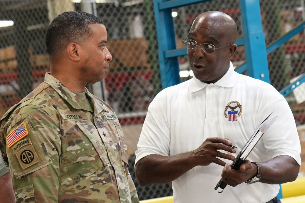 DLA Distribution commander tours facilities at Robins AFB