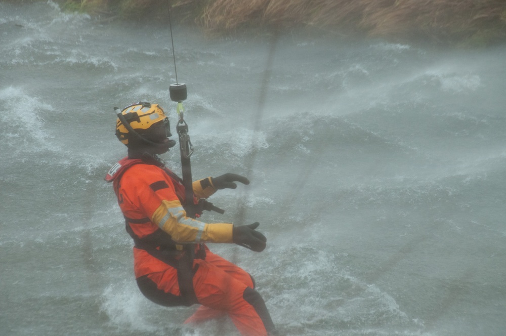 Coast Guard Air Station Traverse City conducts swift water rescue training on Boardman River