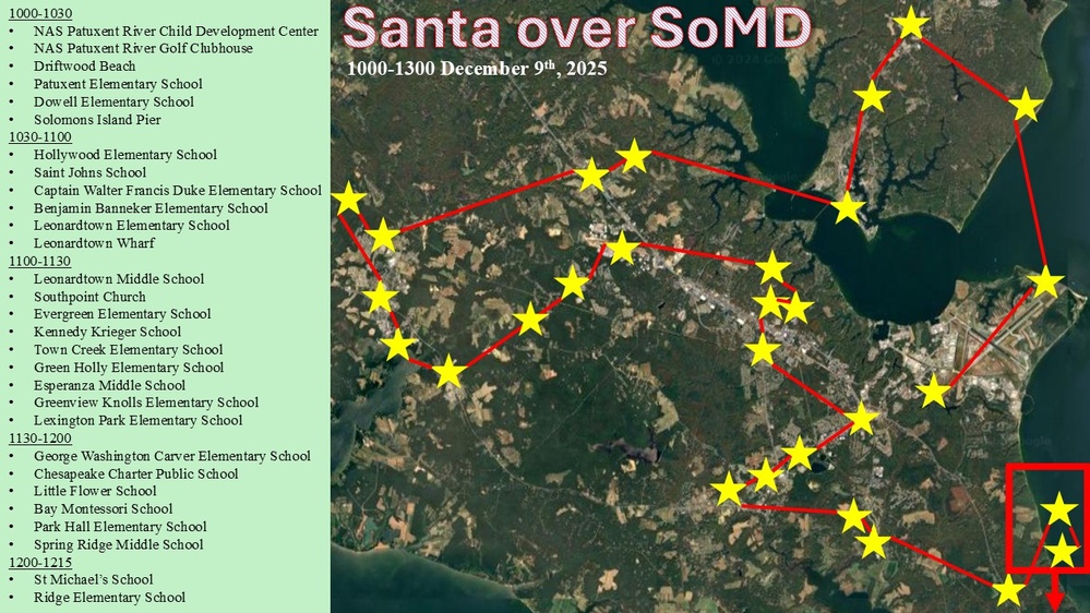Santa Claus spreads cheer over Southern Maryland Dec. 9 (Courtesy of the U.S. Navy)