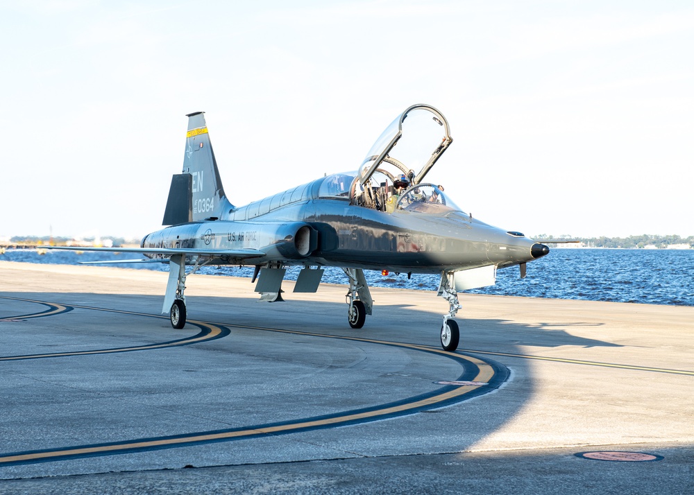 First Air Force T-38 Talon arrives at Fleet Readiness Center Southeast for overhaul and repair
