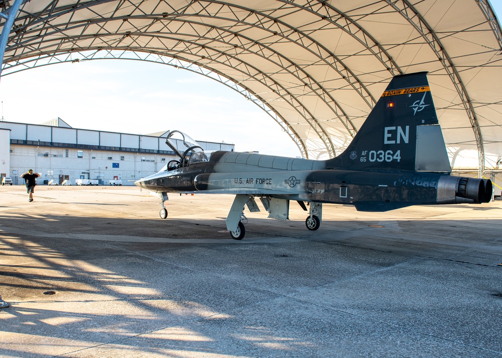 First Air Force T-38 Talon arrives at Fleet Readiness Center Southeast for overhaul and repair