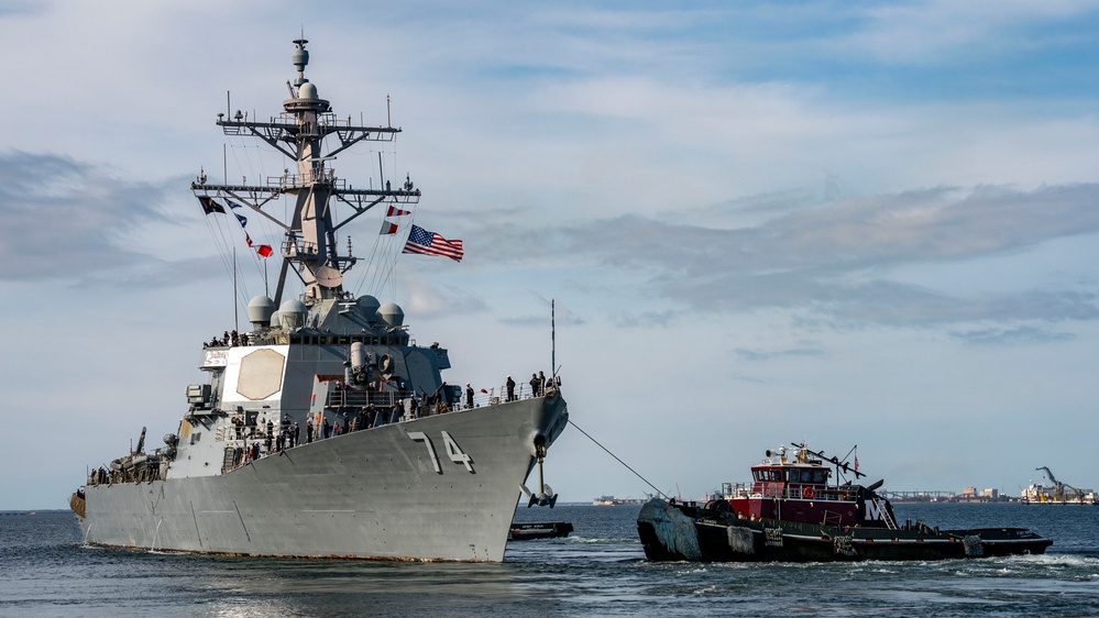 USS McFaul Departs Naval Station Norfolk for Deployment