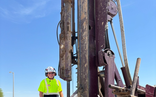 The Fort Worth District drill crew collects soil samples for testing