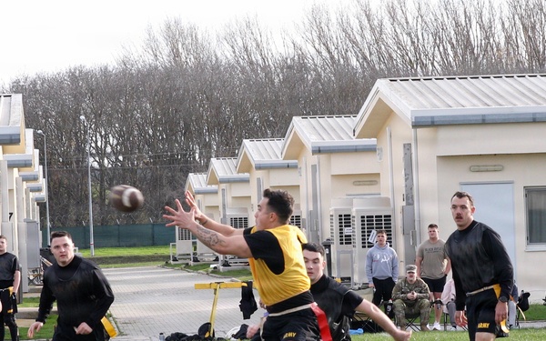 U.S. Army Soldiers Play Flag Football during Thanksgiving Celebration