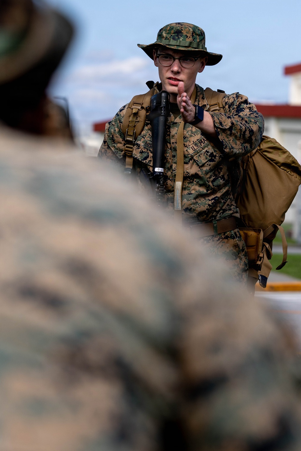 5th Air Naval Gunfire Liaison Company executes 5-kilometer hike