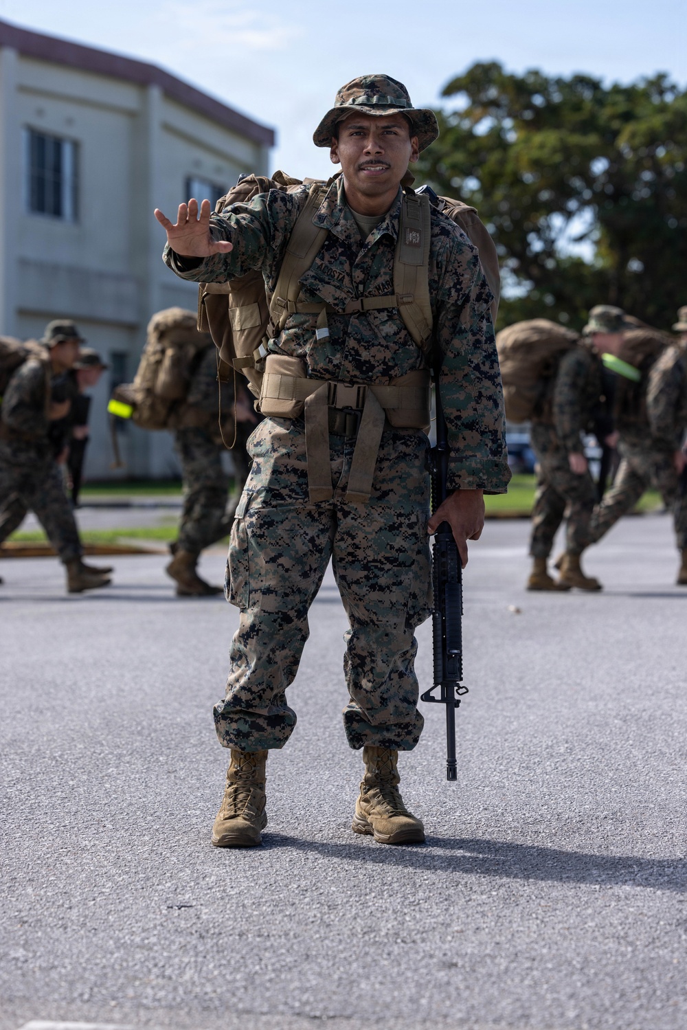 5th Air Naval Gunfire Liaison Company executes 5-kilometer hike