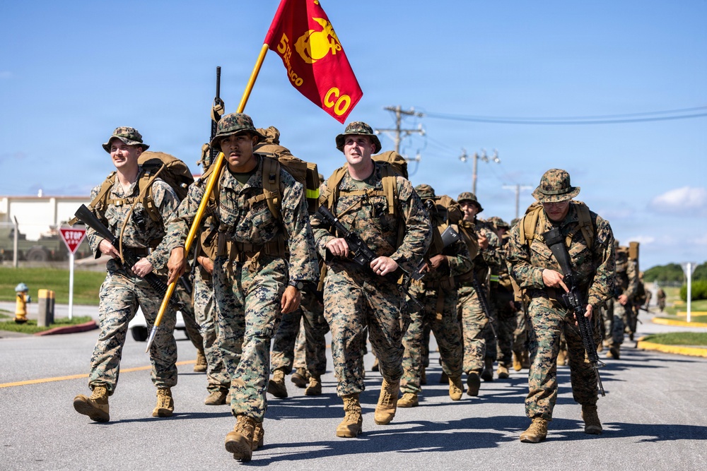 5th Air Naval Gunfire Liaison Company executes 5-kilometer hike