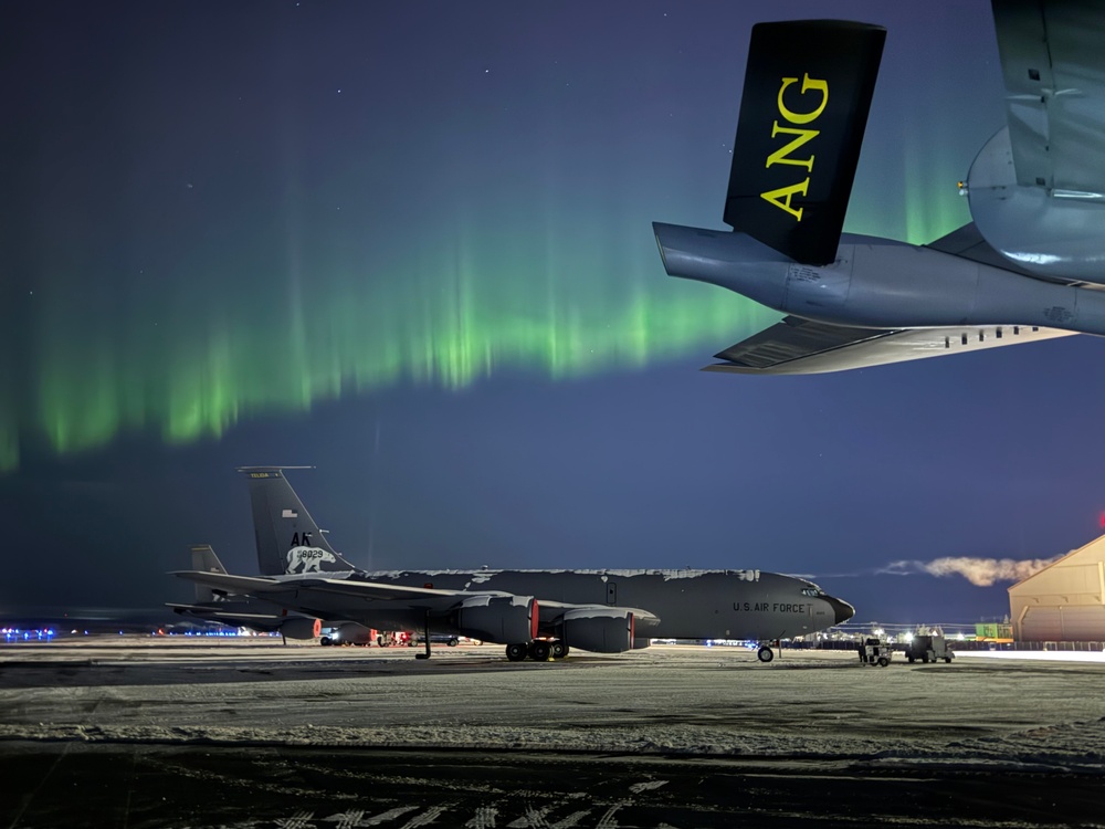 Northern Lights Dance over the 168th Wing America’s Premier Arctic Tanker Unit