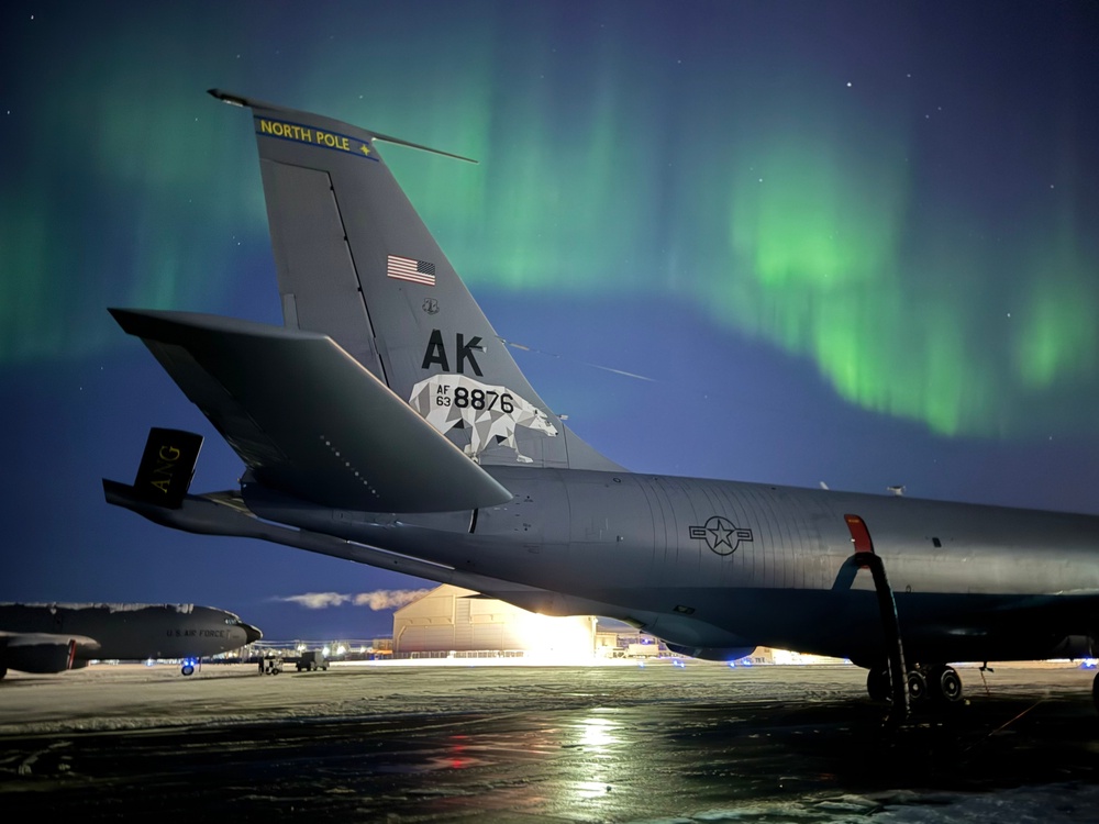 Northern Lights Dance over the 168th Wing America’s Premier Arctic Tanker Unit