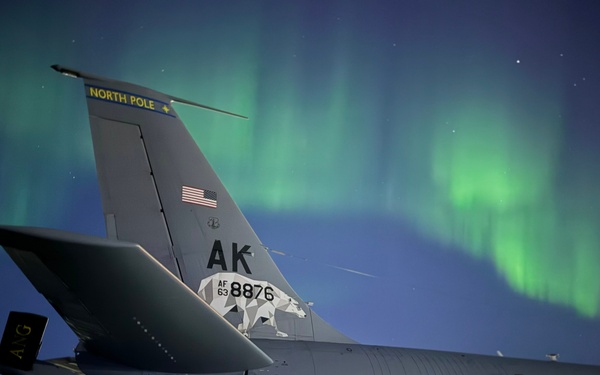Northern Lights Dance over the 168th Wing America’s Premier Arctic Tanker Unit