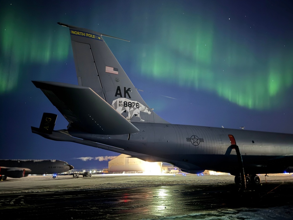 Northern Lights Dance over the 168th Wing America’s Premier Arctic Tanker Unit