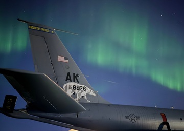 Northern Lights Dance over the 168th Wing America’s Premier Arctic Tanker Unit