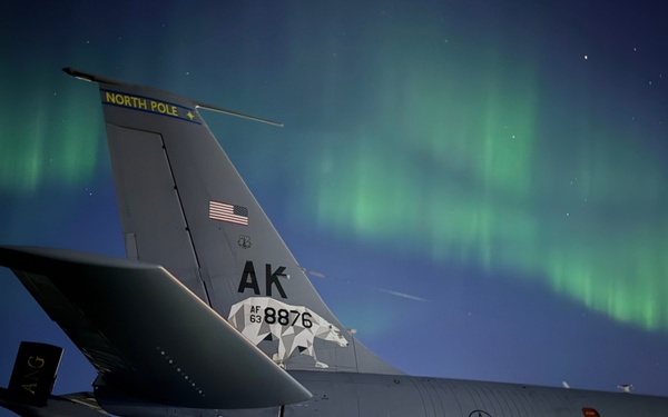 Northern Lights Dance over the 168th Wing America’s Premier Arctic Tanker Unit