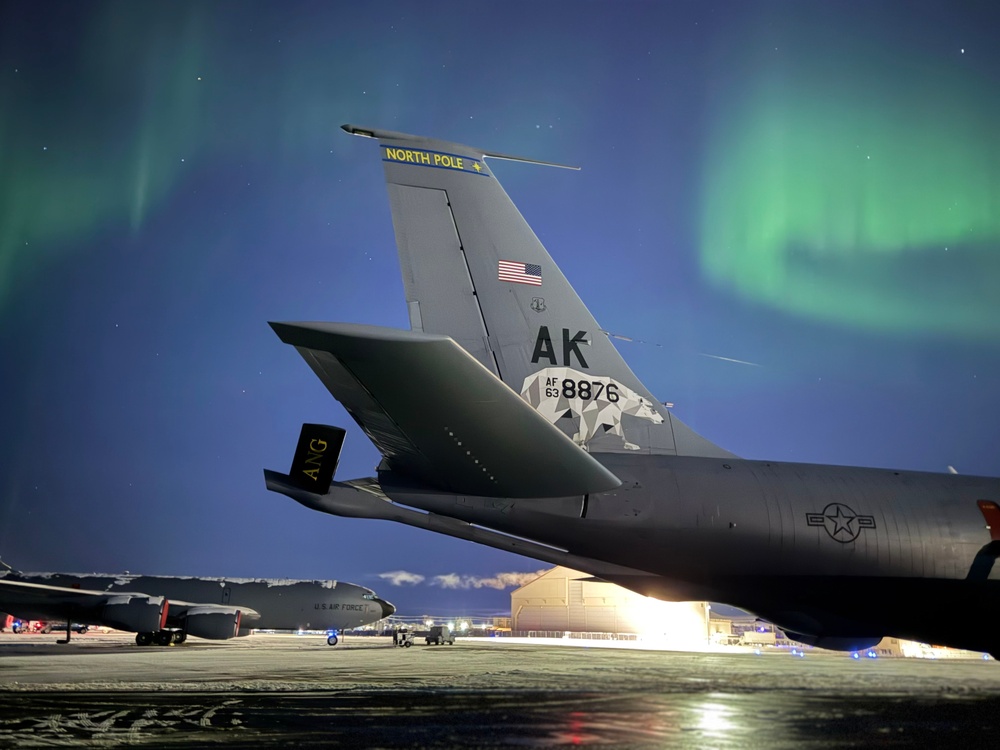 Northern Lights Dance over the 168th Wing America’s Premier Arctic Tanker Unit