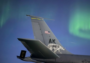 Northern Lights Dance over the 168th Wing America’s Premier Arctic Tanker Unit