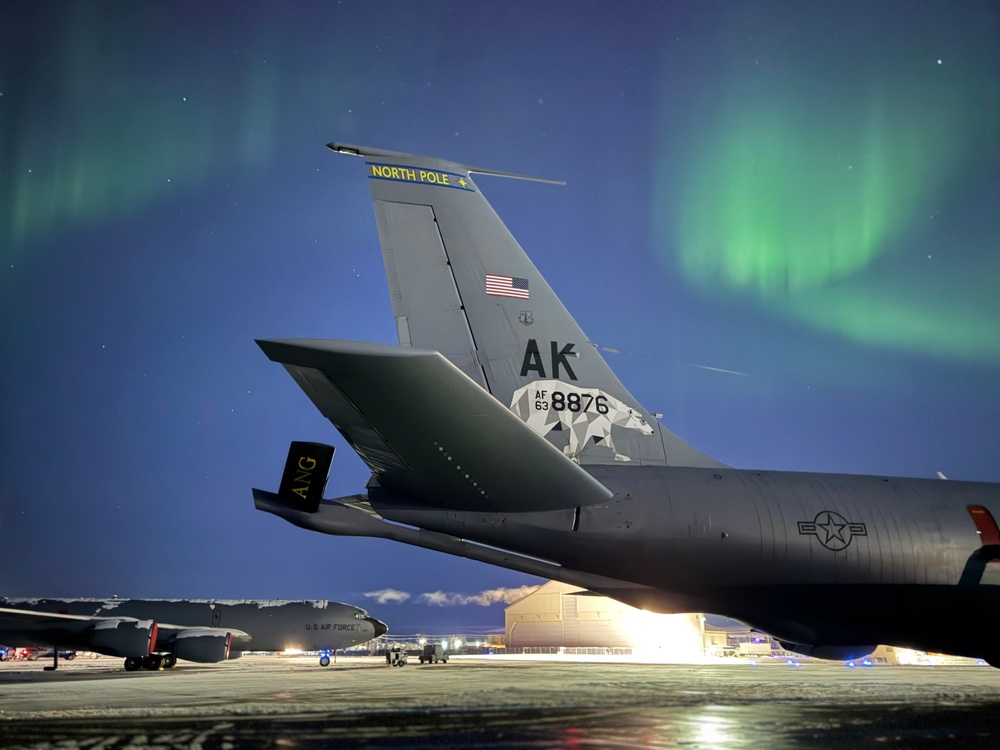 Northern Lights Dance over the 168th Wing America’s Premier Arctic Tanker Unit