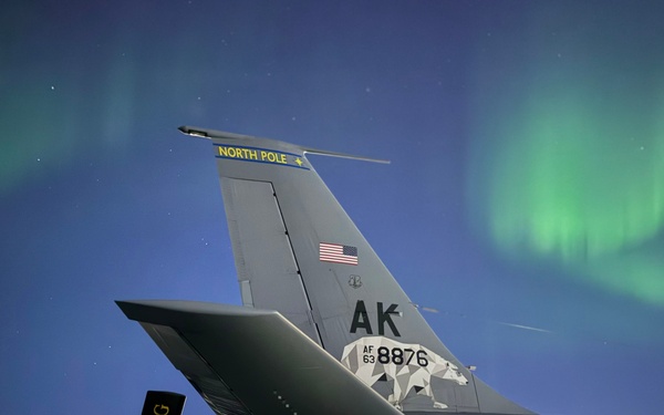 Northern Lights Dance over the 168th Wing America’s Premier Arctic Tanker Unit