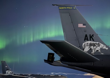 Northern Lights Dance over the 168th Wing America’s Premier Arctic Tanker Unit