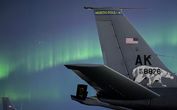 Northern Lights Dance over the 168th Wing America’s Premier Arctic Tanker Unit