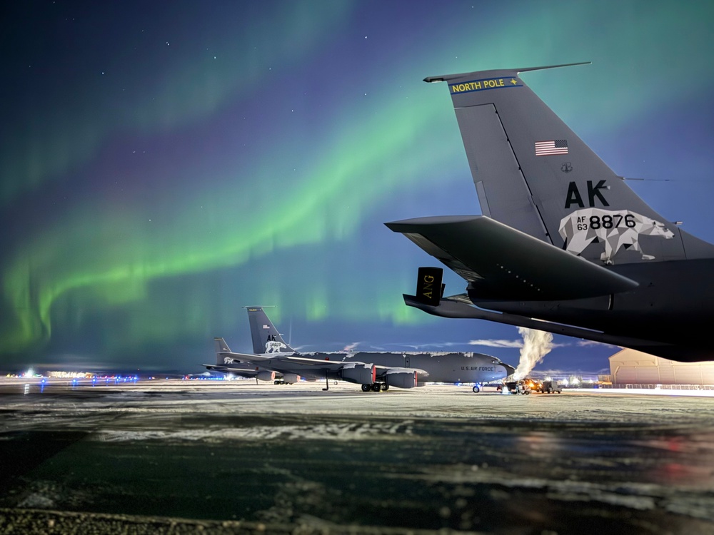 Northern Lights Dance over the 168th Wing America’s Premier Arctic Tanker Unit