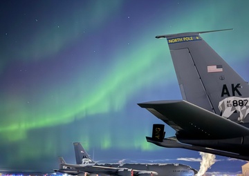 Northern Lights Dance over the 168th Wing America’s Premier Arctic Tanker Unit