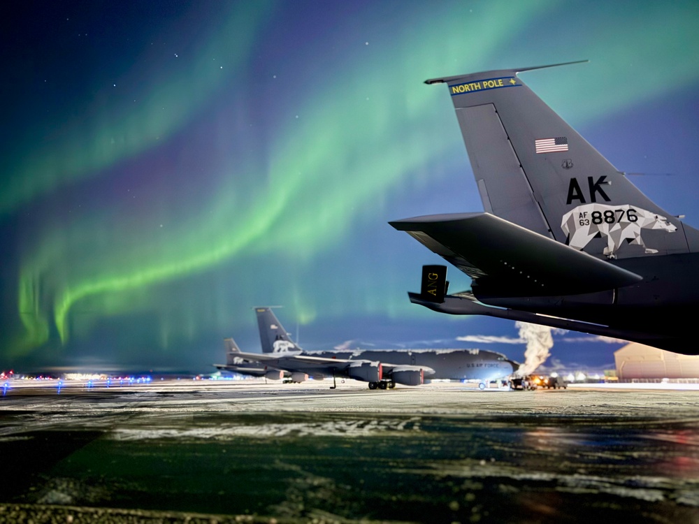 Northern Lights Dance over the 168th Wing America’s Premier Arctic Tanker Unit