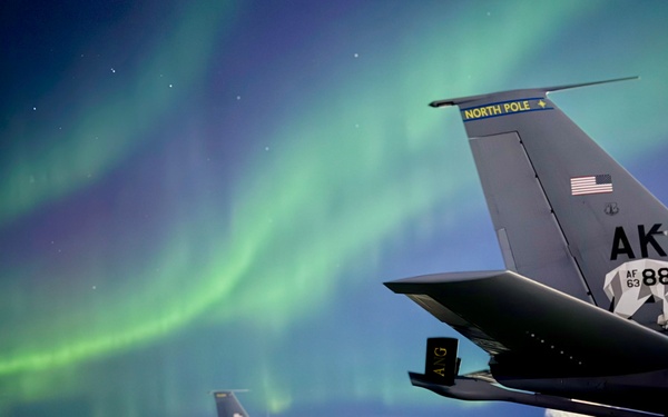 Northern Lights Dance over the 168th Wing America’s Premier Arctic Tanker Unit