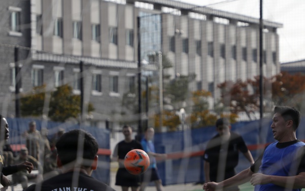 304th Expeditionary Signal Battalion and Republic of Korea Army host a friendly futsal match