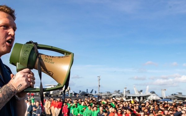 George Washington Sailors Conduct All Hands Call
