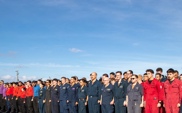 George Washington Sailors Conduct All Hands Call