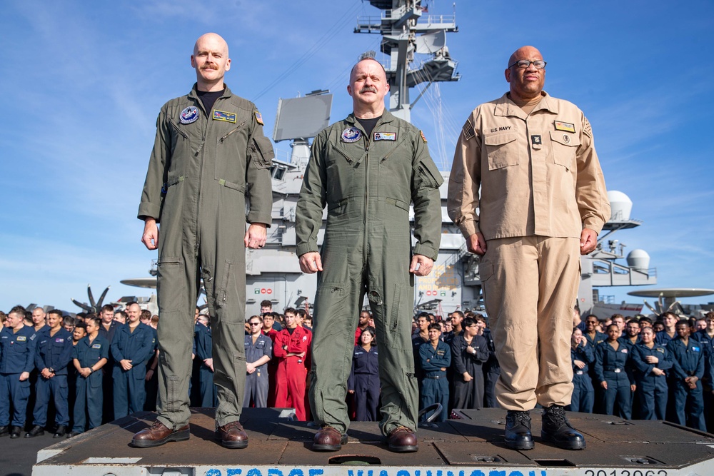 George Washington Sailors Conduct All Hands Call