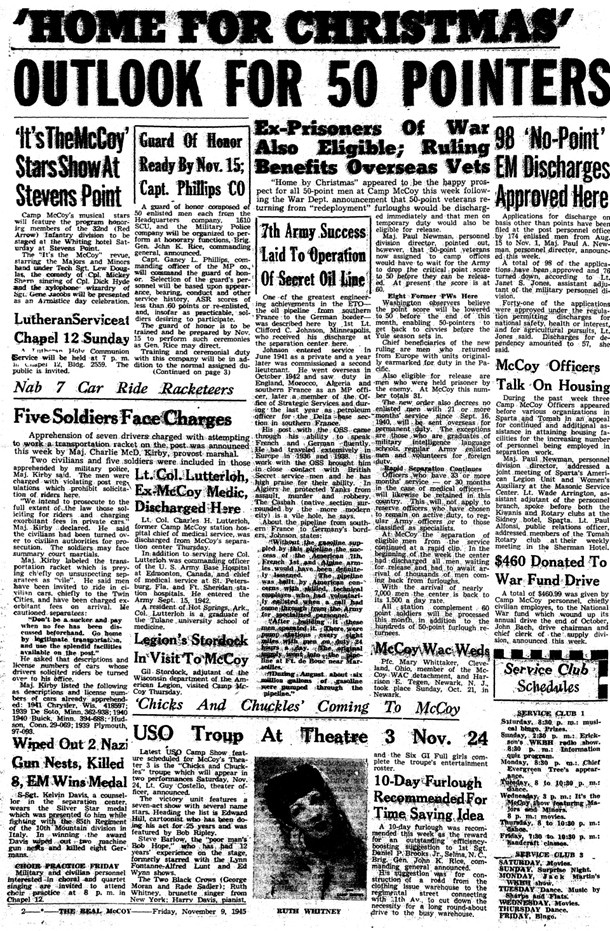 This Month in Fort McCoy History — November