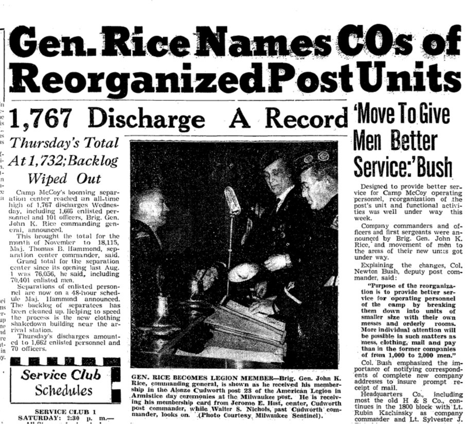 This Month in Fort McCoy History — November