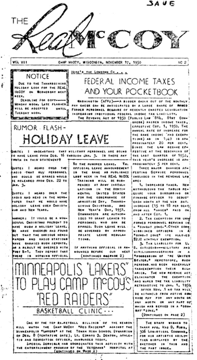 This Month in Fort McCoy History — November