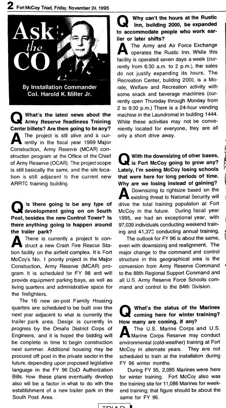 This Month in Fort McCoy History — November