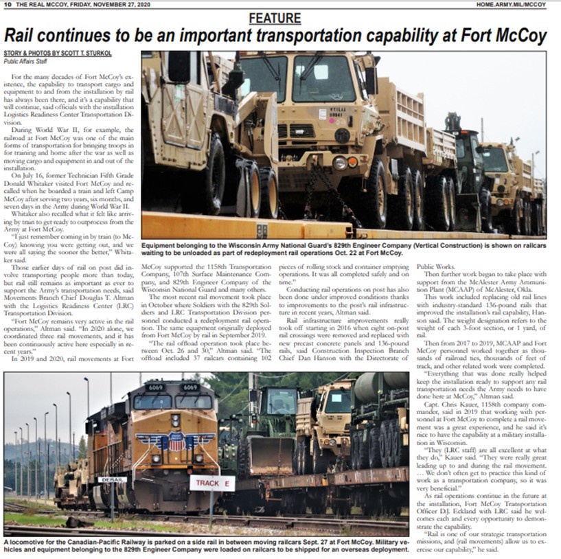 This Month in Fort McCoy History — November