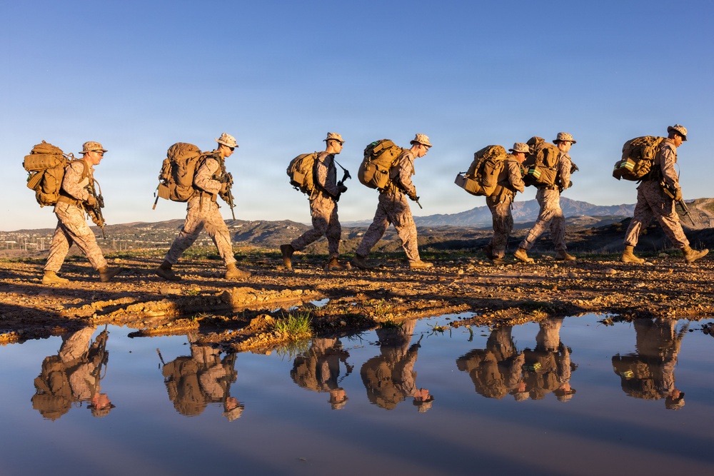 Headquarters Company, 5th Marines participate in conditioning hike