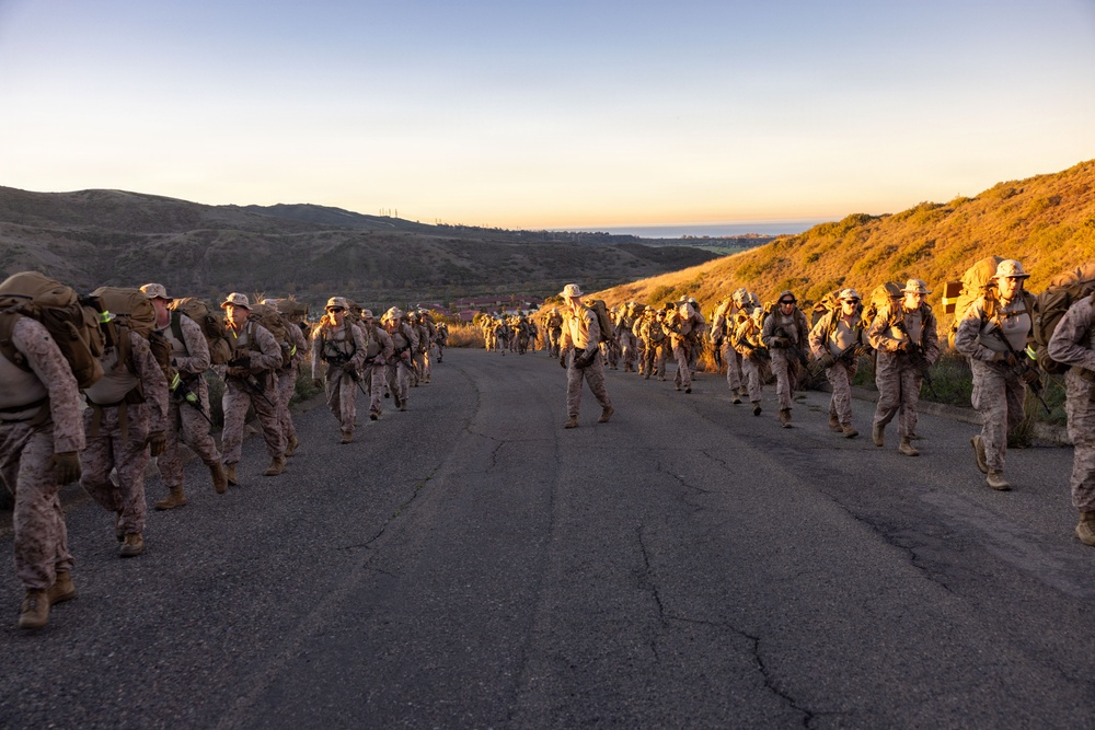 Headquarters Company, 5th Marines participate in conditioning hike