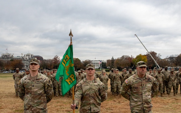 112th Military Police Battalion service members take a photo in front of the White House