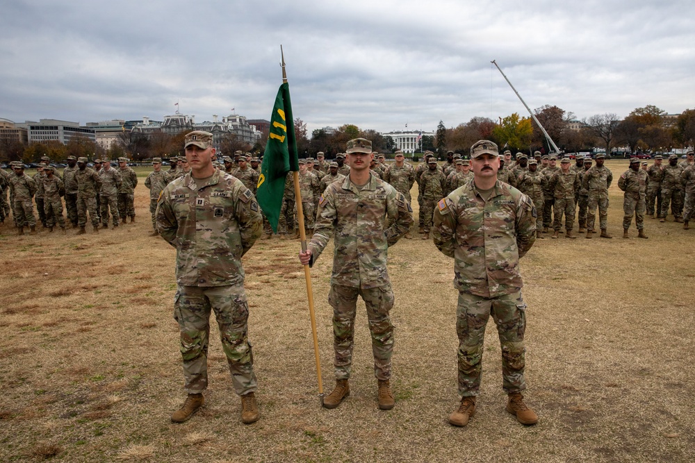 112th Military Police Battalion service members take a photo in front of the White House