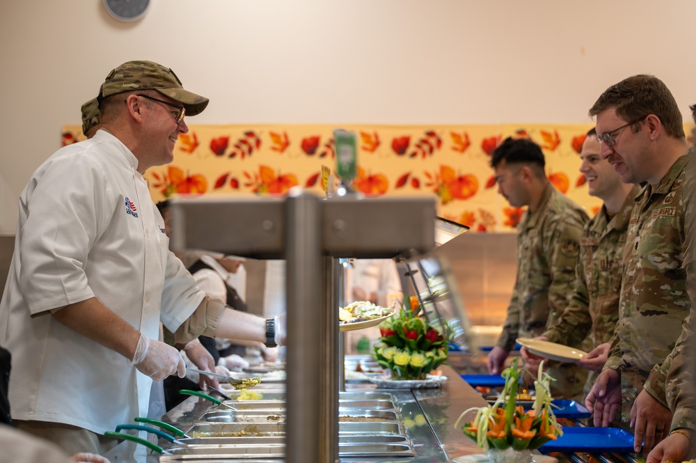 379th AEW Leadership Serves Thanksgiving Meal