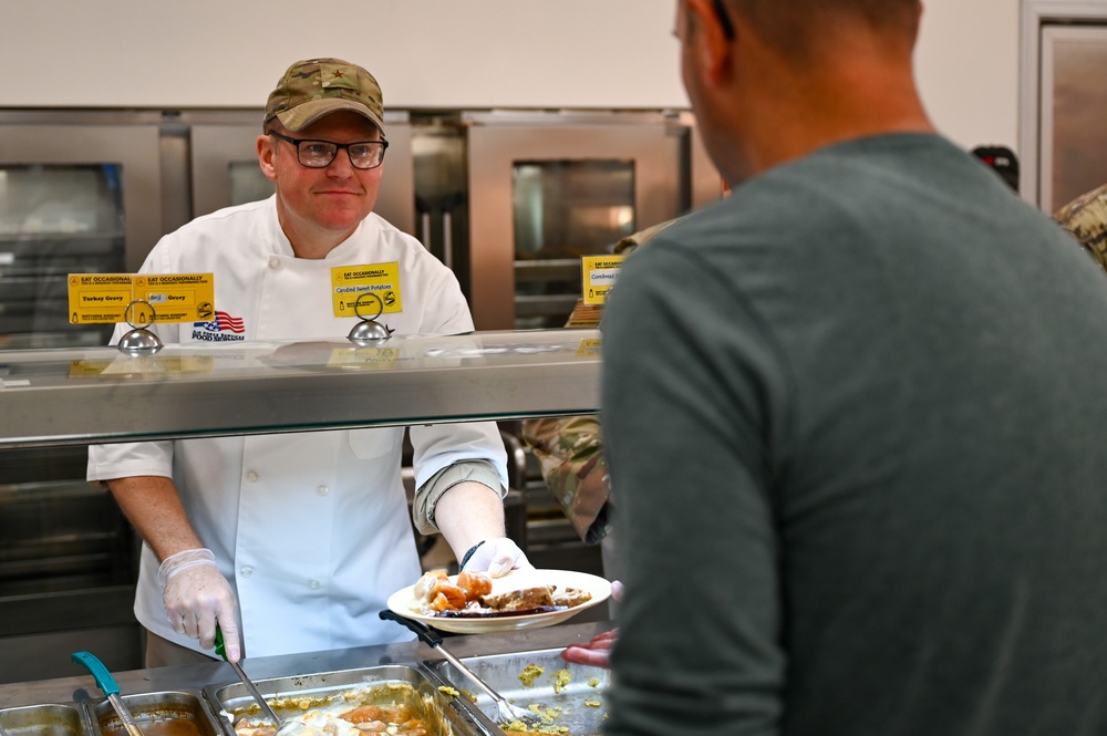 379th AEW Leadership Serves Thanksgiving Meal