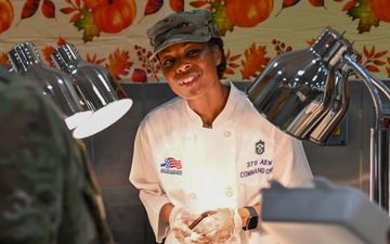 379th AEW Leadership Serves Thanksgiving Meal