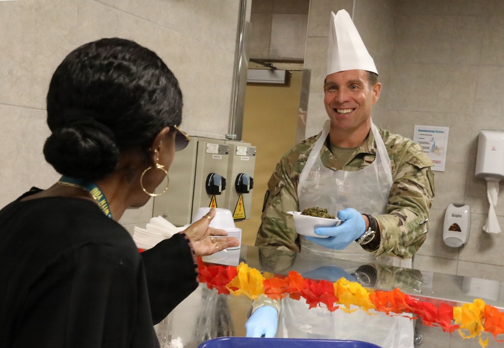 Soldiers are served Thanksgiving dinner at Camp Arifjan, Kuwait