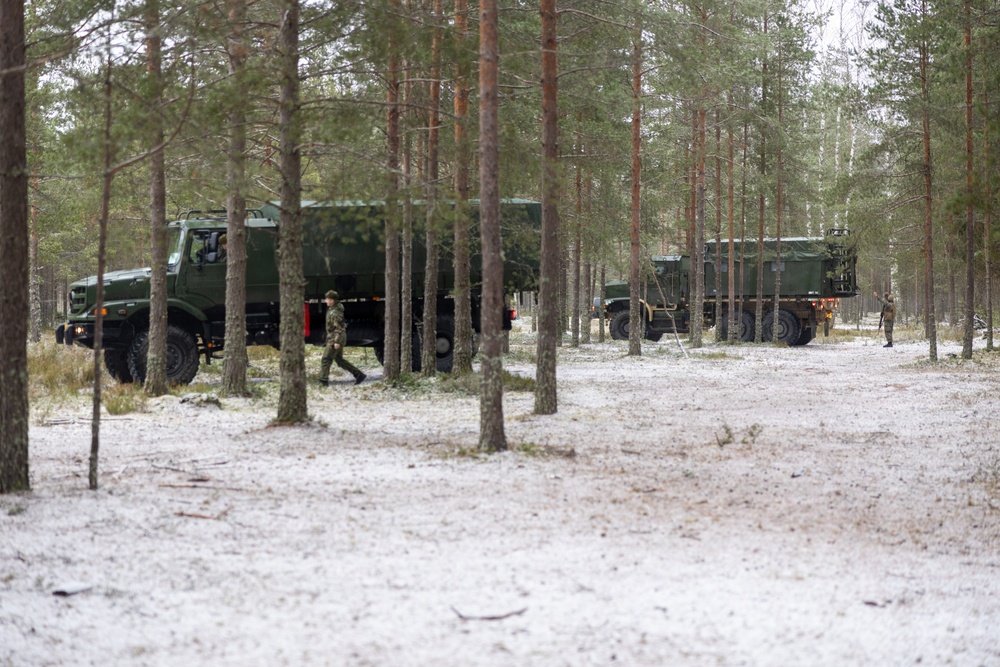 Finnish service members, U.S. Marines execute a joint convoy operation