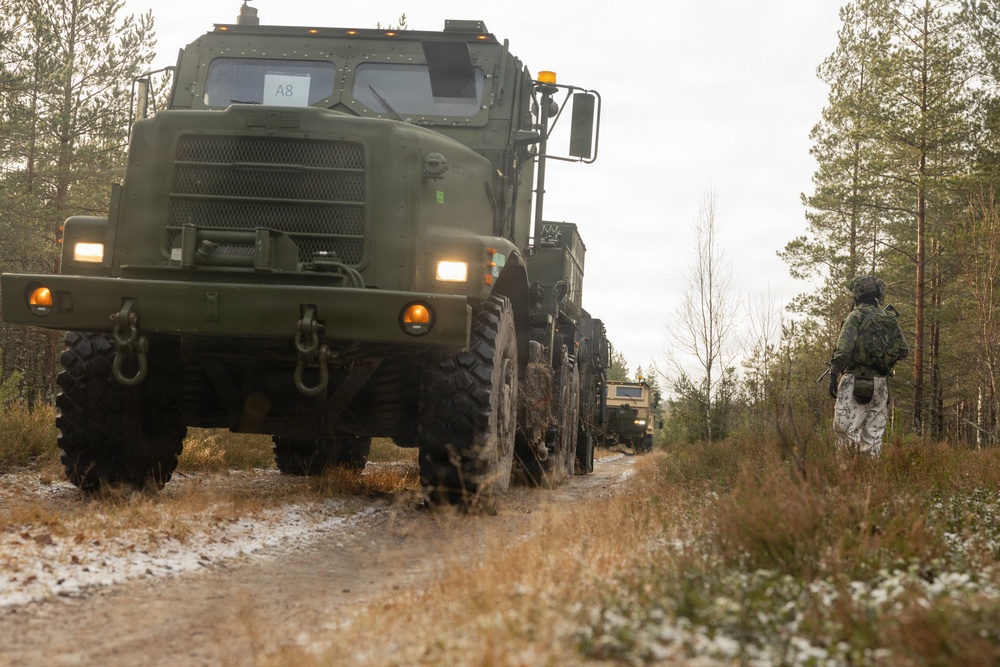 Finnish service members, U.S. Marines execute a joint convoy operation