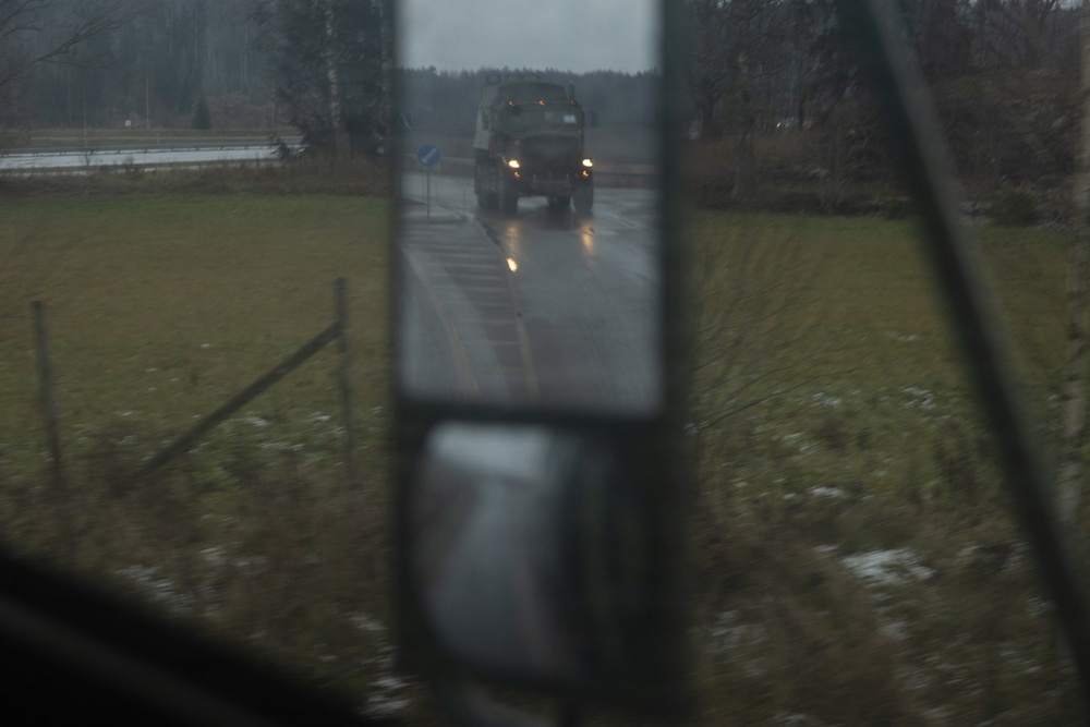Finnish service members, U.S. Marines execute a joint convoy operation