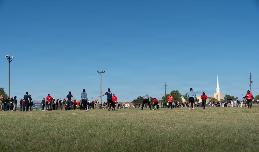 1st Cavalry Division units compete for the win during a Turkey Bowl flag football game